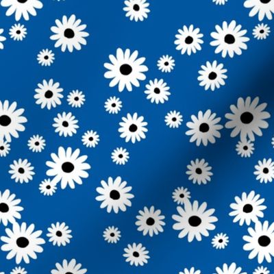 Summer day daisies minimal abstract Scandinavian boho style nursery girls eclectic blue white black retro