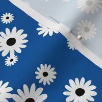 Summer day daisies minimal abstract Scandinavian boho style nursery girls eclectic blue white black retro