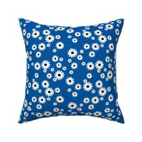 Summer day daisies minimal abstract Scandinavian boho style nursery girls eclectic blue white black retro