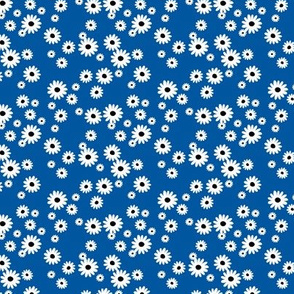 Summer day daisies minimal abstract Scandinavian boho style nursery girls eclectic blue white black retro SMALL