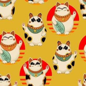 maneki neko sun lucky cat mustard