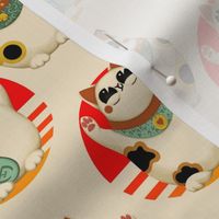 maneki neko sun lucky cat white