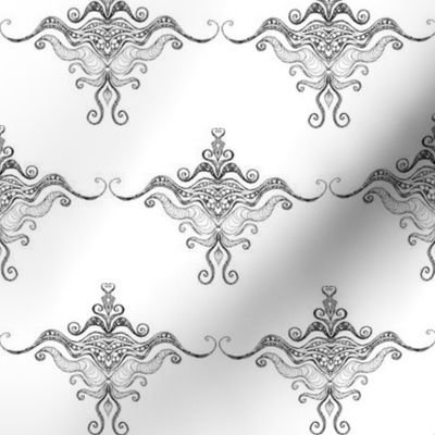 Curly texture damask B&W