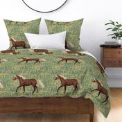 Chocolate Rocky Mountain Horse in Wildflower Field for Pillow