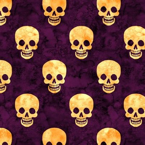 Happy Gold Skulls on Purple