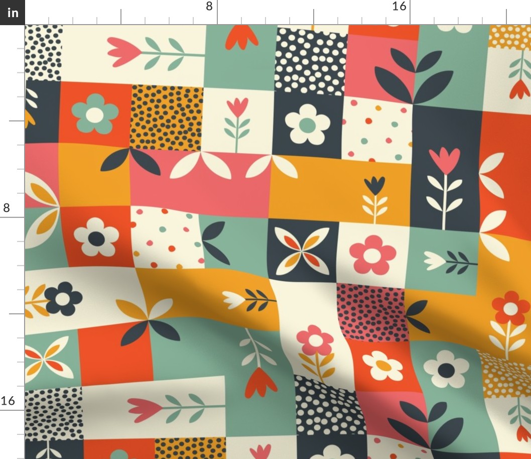(Large ) Block pattern, retro checks, colourful