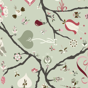 Loving Tree-Green and Pink-Large