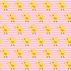 Chicks on Pink Stripes