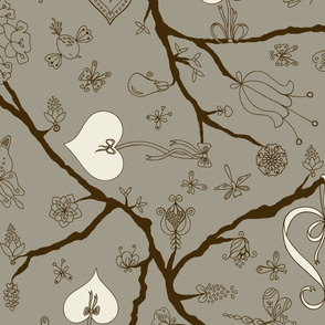 Loving Tree-Grey and Cream-Large