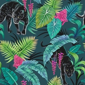 Black Panther in Tropical Jungle