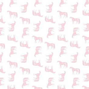 Classic Equestrian Horses in Blush Pink with a White Background (Mini Scale)