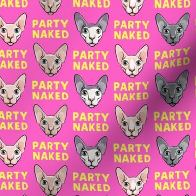 (small scale) Party Naked - Sphynx Cats - Hairless Cats - Hot Pink - C20BS