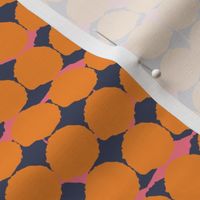 Offset Dots - orange and navy blue