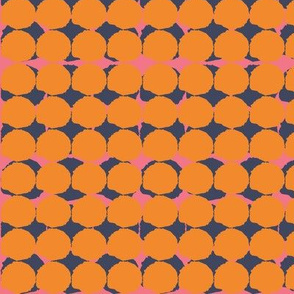Offset Dots - orange and navy blue