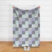 Patchwork Deer Little One - mint, lilac and grey rotated