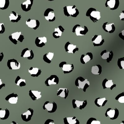 Trendy panther print animals fur modern Scandinavian style raw brush abstract color mix boys camo green black and white