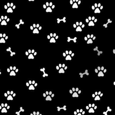 Wild cats and dogs paws and bones animal print design colorful kids nursery monochrome black and white