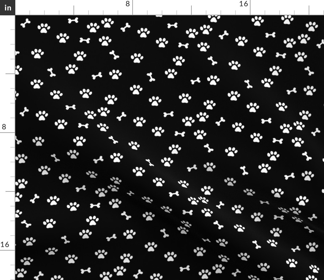 Wild cats and dogs paws and bones animal print design colorful kids nursery monochrome black and white