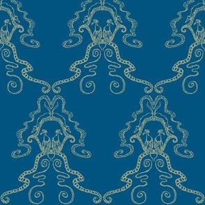 Sighthound Damask 2 Gold on teal