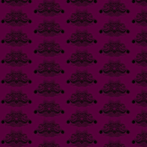 New age Damask  Black on berry