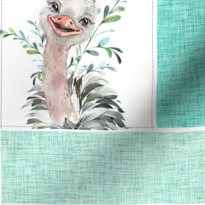 Animal Kingdom Cheater Quilt – Jungle Safari Animals Blanket, Patchwork Quilt C, mint teal + gray