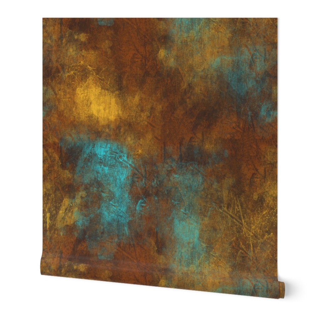 Heavy metal copper rust texture with turquoise