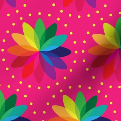 Softened Rainbow Flower with Array - pink