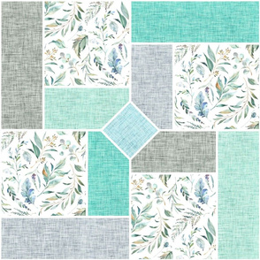Wild Flora Patchwork Quilt Top – Cheater Quilt Bedding, Pattern E