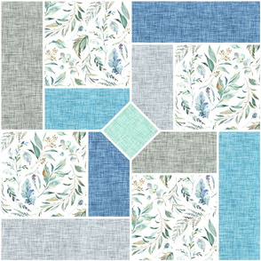 Wild Flora Patchwork Quilt Top – Cheater Quilt Bedding, Pattern F