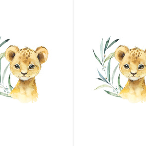 54” x 36” Lion Cub TWO Panels, MINKY size panel, Wild Animal Bedding, Baby Lion Blanket, FABRIC MUST be 54” or WIDER, Two 27”x36” panels per Minky yard