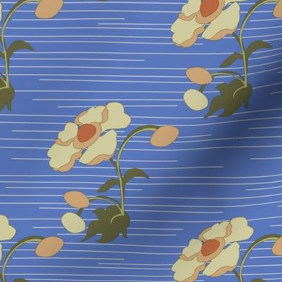 Cottage Flower Yellow _ Blue Sgl Rpt