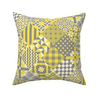 Patchwork diagonal quilt yellow grey Wallpaper