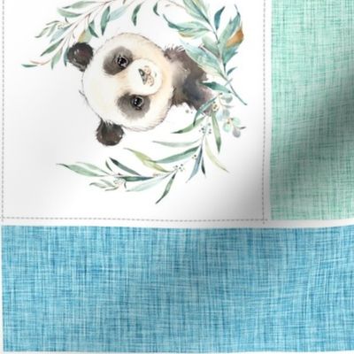 Animal Kingdom Blanket Quilt – Jungle Safari Animals Blanket, Patchwork Quilt A2, blue green mint + gray, rotated