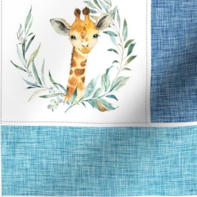 Animal Kingdom Blanket Quilt – Jungle Safari Animals Blanket, Patchwork Quilt B2, blue + gray
