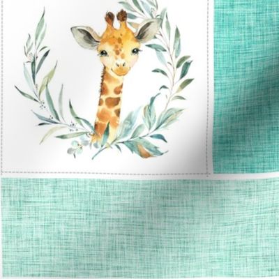 Animal Kingdom Blanket Quilt – Jungle Safari Animals Blanket, Patchwork Quilt C2, teal mint + gray