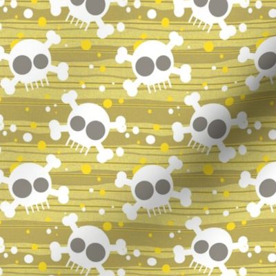 Bouncing Bubble Skulls -- Cute Yellow Skulls -- Simple geometric preppy yellow skulls -- 7.00in x 7.00in repeat -- 558dpi (27% of Full Scale)