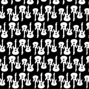 Vintage Electric Guitars in White with a Black Background (Mini Scale)