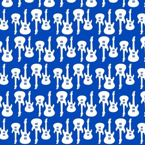Vintage Electric Guitars in White with a Cobalt Blue Background (Mini Scale)