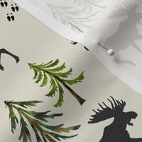 Forest Moose Tracks (black moose) - Woodland Pine Trees - MEDIUM SCALE B