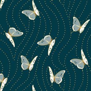 White Eyelet Butterflies | Large | Deep Teal