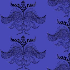 Ink leafy Damask Blue