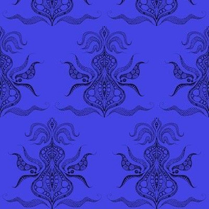 Pea pod & scales Damask Blue