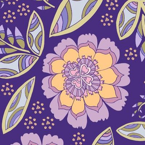 Fantasy Floral, Tablecloth size, purple