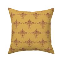 Curly texture damask Burgundy on ocre