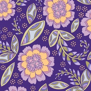 Fantasy Floral, Tea Towel size, purple