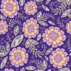 Fantasy Floral, Napkin size, purple