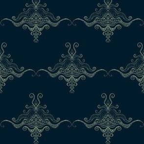 Curly texture damask Dark teal