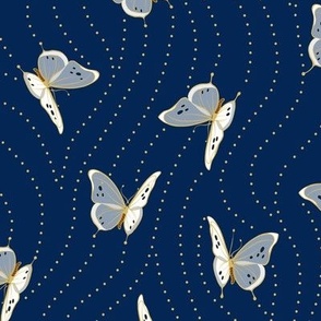 White Eyelet Butterflies | Deep Blue
