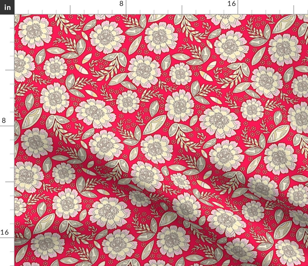 Fantasy Floral, Napkin size, red