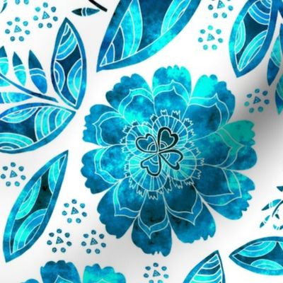 Fantasy Floral, Tablecloth size, blue tones